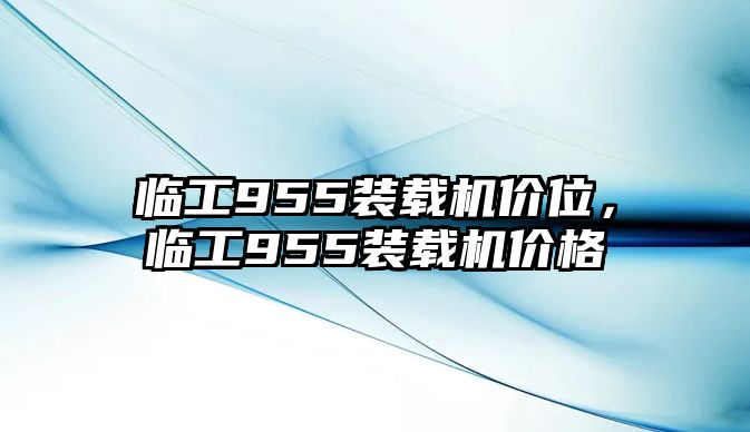 臨工955裝載機價位，臨工955裝載機價格