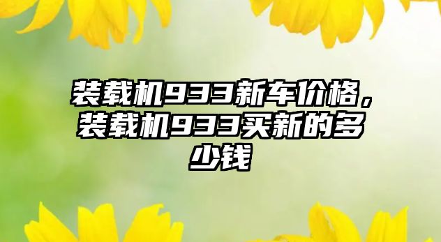 裝載機933新車價格，裝載機933買新的多少錢