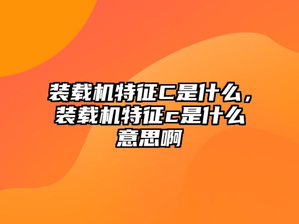 裝載機特征C是什么，裝載機特征c是什么意思啊