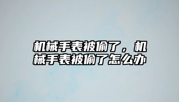 機(jī)械手表被偷了，機(jī)械手表被偷了怎么辦