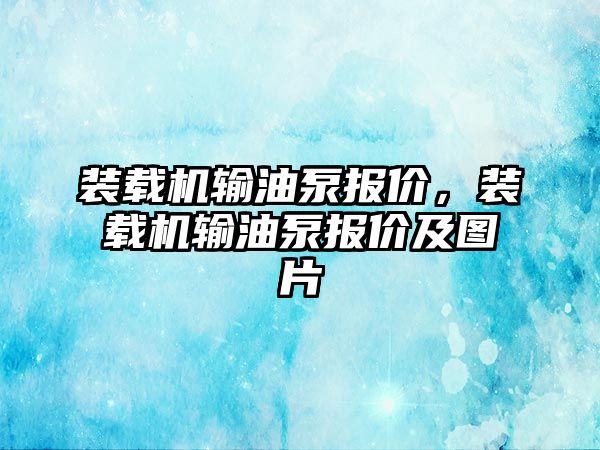 裝載機輸油泵報價，裝載機輸油泵報價及圖片