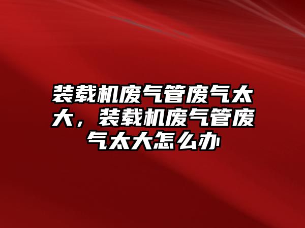 裝載機(jī)廢氣管廢氣太大，裝載機(jī)廢氣管廢氣太大怎么辦