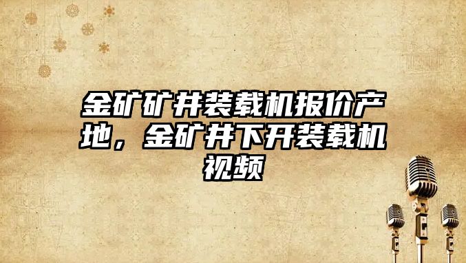 金礦礦井裝載機報價產地，金礦井下開裝載機視頻
