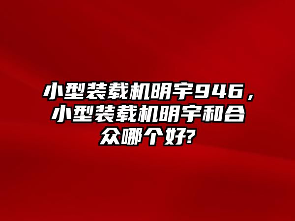 小型裝載機明宇946，小型裝載機明宇和合眾哪個好?