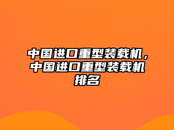 中國進口重型裝載機，中國進口重型裝載機排名