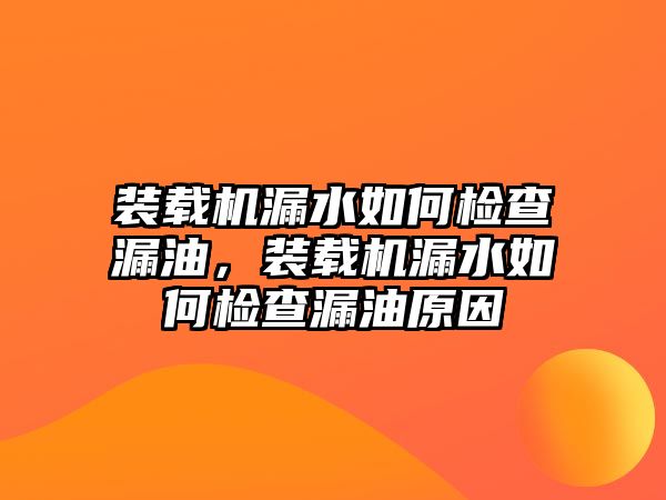 裝載機漏水如何檢查漏油，裝載機漏水如何檢查漏油原因