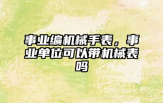 事業編機械手表，事業單位可以帶機械表嗎