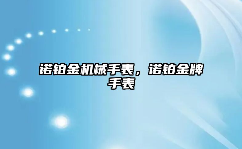 諾鉑金機械手表，諾鉑金牌手表