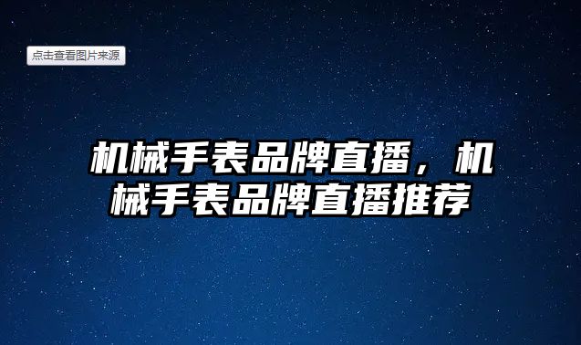 機械手表品牌直播，機械手表品牌直播推薦