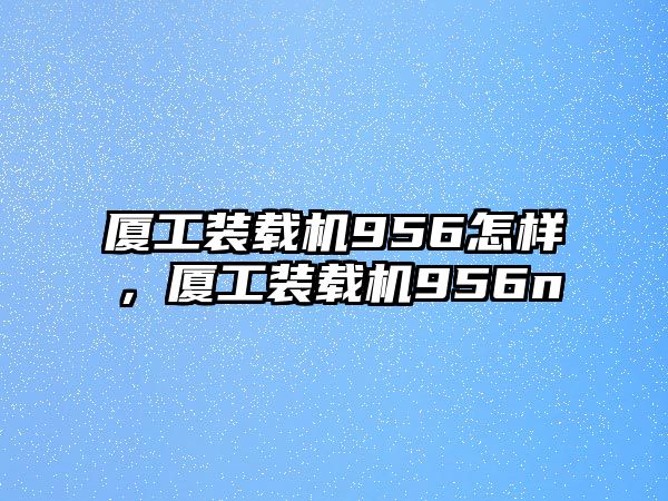 廈工裝載機956怎樣，廈工裝載機956n