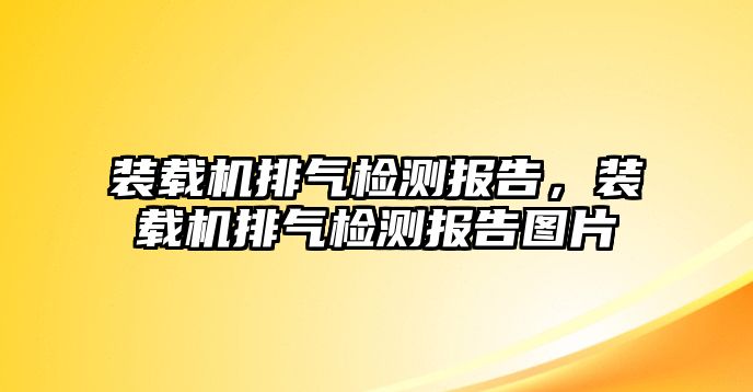 裝載機(jī)排氣檢測(cè)報(bào)告，裝載機(jī)排氣檢測(cè)報(bào)告圖片