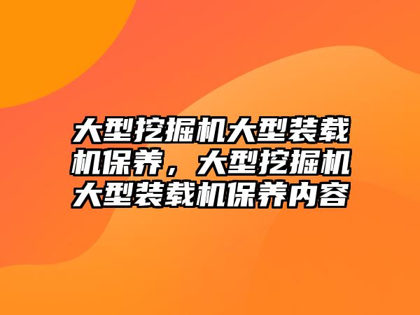 大型挖掘機大型裝載機保養，大型挖掘機大型裝載機保養內容