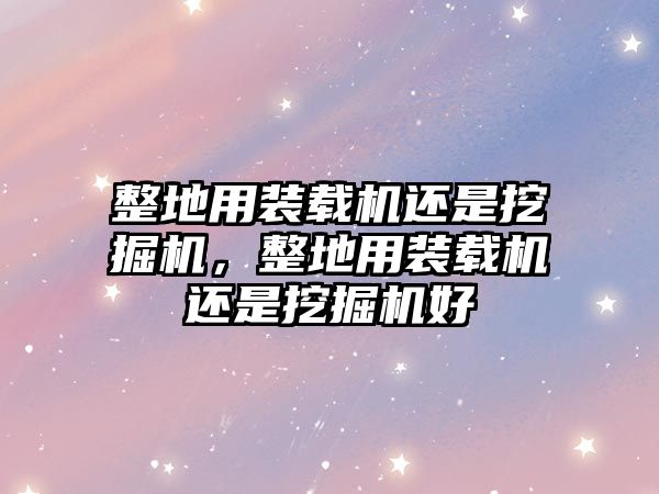 整地用裝載機還是挖掘機，整地用裝載機還是挖掘機好