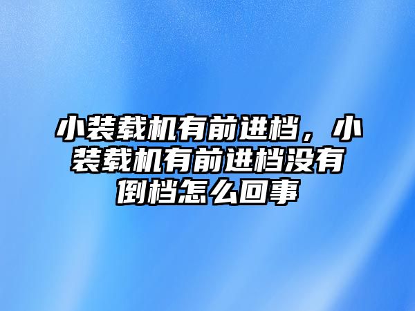 小裝載機有前進檔，小裝載機有前進檔沒有倒檔怎么回事