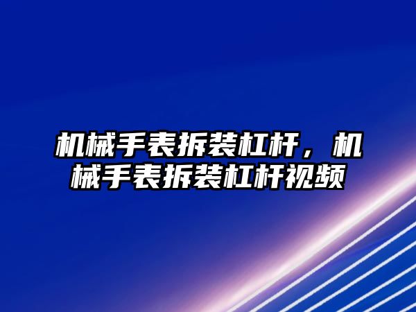 機械手表拆裝杠桿，機械手表拆裝杠桿視頻