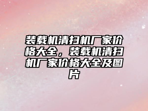 裝載機清掃機廠家價格大全，裝載機清掃機廠家價格大全及圖片