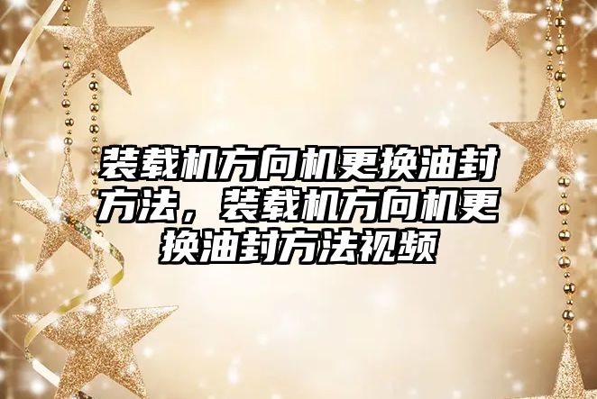 裝載機方向機更換油封方法，裝載機方向機更換油封方法視頻