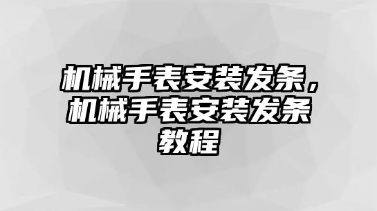 機械手表安裝發條，機械手表安裝發條教程