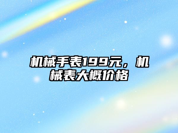 機械手表199元，機械表大概價格