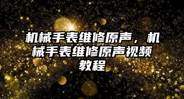 機械手表維修原聲，機械手表維修原聲視頻教程