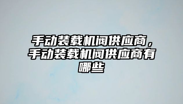 手動裝載機閥供應商，手動裝載機閥供應商有哪些