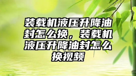 裝載機液壓升降油封怎么換，裝載機液壓升降油封怎么換視頻